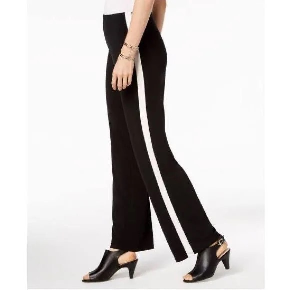 Michael Kors pull on black pants/ single white stripe on either side size M NWT - Picture 2 of 8